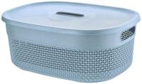 Корзина для хранения PT Oslo 12,0л с крышкой туманно-голубой
