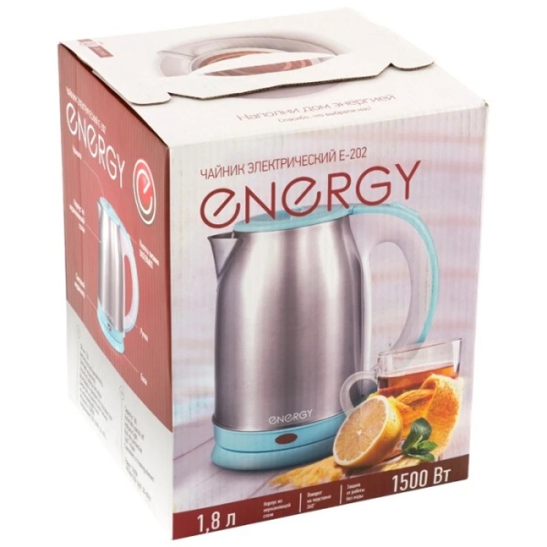 5. Чайник ENERGY E-202 1,8 л, бело-голубой